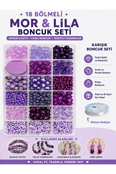 By MO Accessories Κιτ χόμπι κατασκευής κοσμημάτων με μωβ Fimo γυάλινες ξύλινε...