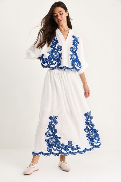 Hiccup Oversized V-neck shirt with 3/4 sleeves and wide-leg pants set