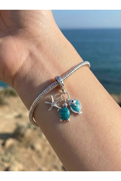 My Story Üçlü Balık,Deniz Kabuğu Ve Yıldızı Sallantılı Gümüş Charm