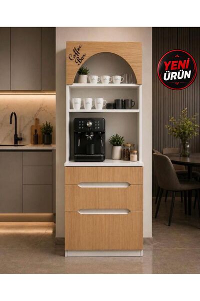 BAYRAMOĞLU MOBİLYA Modern Kahve Köşesi Dolabı Coffee Bar Raflı Çekmeceli Çok ...