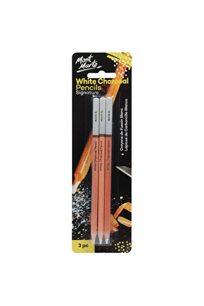 Mont Marte White Charcoal Pencils 3-Pack Signature