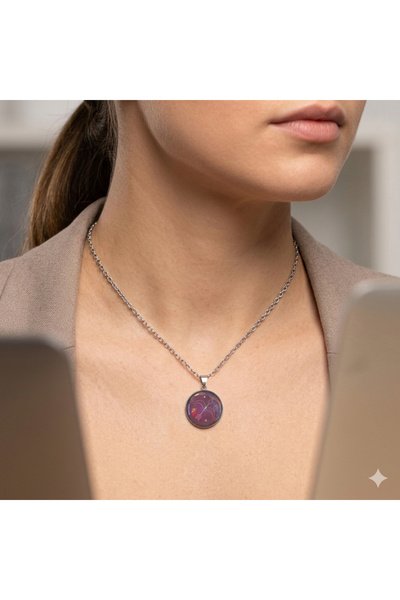 Oxolux, Lavinia Colier din seria Zodiaque, in cutie cadou, culoare bordeaux