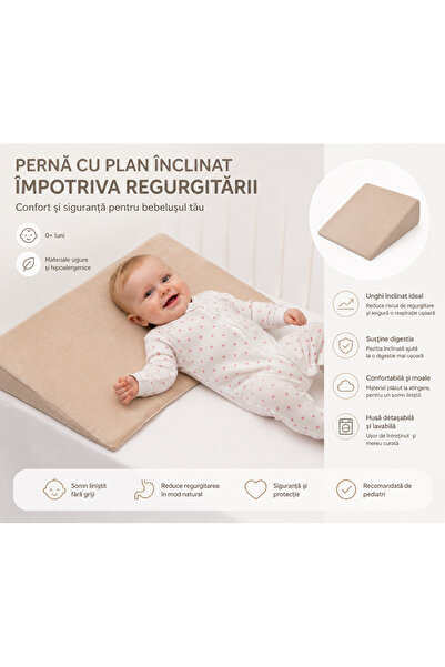 OEM Pernă pentru nou-născuți cu plan înclinat de 15 grade - antireflux, antir...