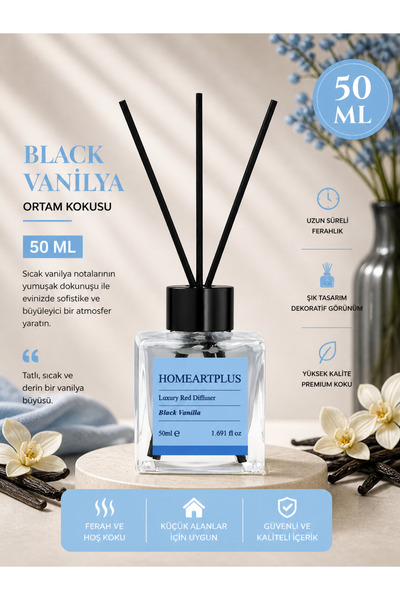 homeartplus vanilya kokulu bambu çubuklu kare oda kokusu 50 ml