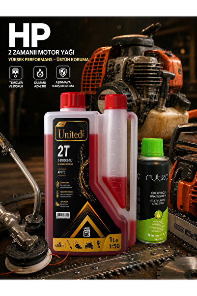 Powerten 2 Zamanlı Motor Yağı Ölçekli Ambalaj 1 LT -Çok Amaçlı Sprey -Ot biçm...