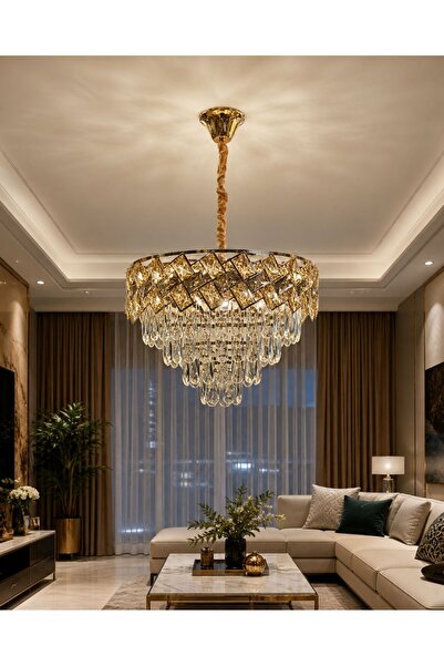 40 cm kristal taşlı salon avizesi
