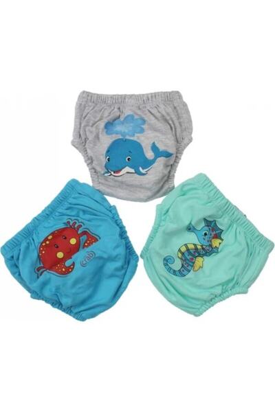 babixkids Unisex Bebek Mavi Tuvalet Eğitim Külodu Alıştıma Külodu 3lü (DESENL...