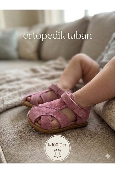 nuh kids Hakiki Deri Günlük Ortopedik Çocuk Sandalet