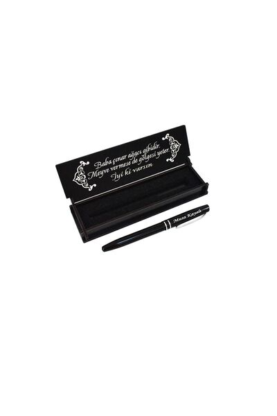 Sanat Hediyelik Babalara Özel Metal Roller Kalem Isimli Ahşap Kutu Seti / Bab...