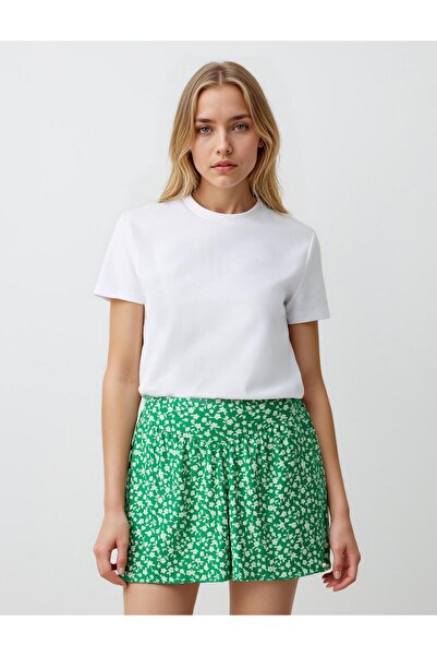 Jimmy Key Fusta mini tricotată cu talie normală verde cu modele florale
