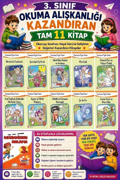Ata Yayıncılık 3. Sınıf Okuma Alışkanlığı Kazandıran Okumayı Sevdiren Tam 11 ...