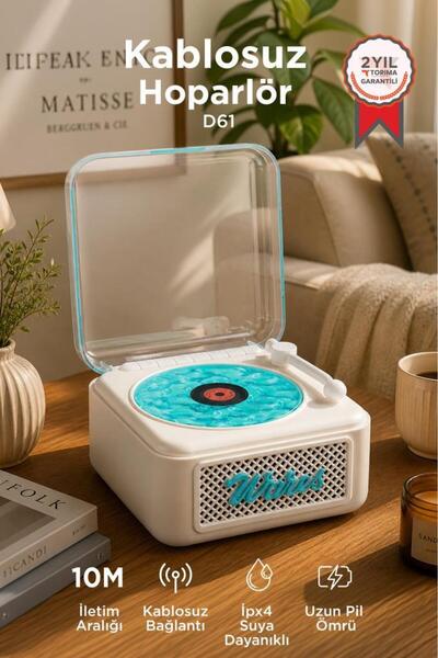 Torima Bluetooth Hoparlör Nostaljik Plak Görünümlü Işıklı AUX TF Destekli Spe...