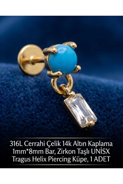UygunGümüşçülük 316L Cerrahi Çelik Altın Kaplama Kararmaz Alerji Yapmaz Zirko...