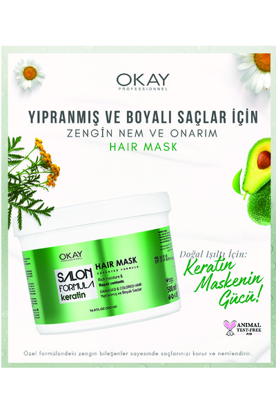 OKAYPROFESSIONNEL SALON FORMULA 2'Lİ SET Keratın Şampuan 300ml + Keratın Saç Maskesi 500ml