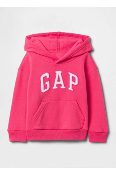 GAP Kids Gap Kız Bebek Cepli Kapşonlu Logo Sweatshirt 1-5 Yaş PEMBE
