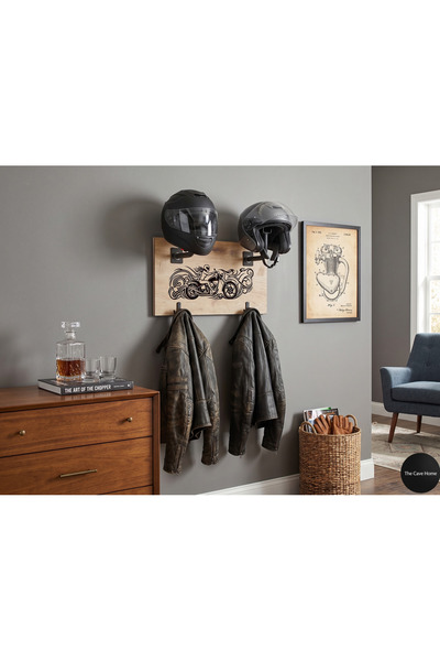 thecavehome motosiklet kask askılığı . ikili kask taşıyıcısı . duvara monte k...