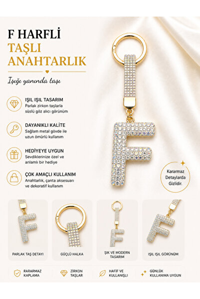 Store F Harfli taşlı anahtarlık