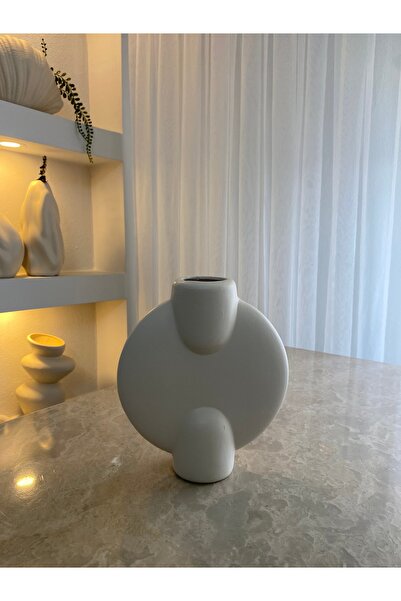 Tuge Home Doğal TaşSeramik Vazo – Kum Beji