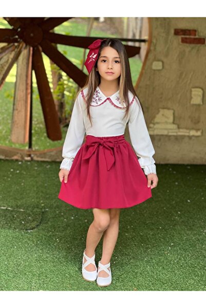 Lucky kidswear SUKNJA I TOP ZA DEVOJČICE SA DETALJNO UŠIVANOM KOPČOM I TRANJE