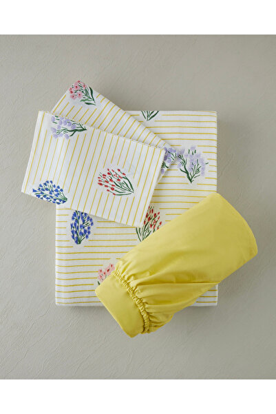 English Home Flower Stripes Baskılı Pamuklu Tek Kişilik Pike Takımı 150x220 c...