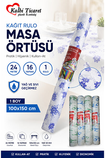 Kalbi Ticaret Kağıt Masa Örtüsü 24 Metre 16 Yaprak Kullan At Masa Örtüsü Sıvı...
