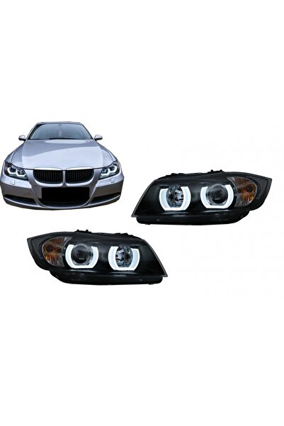 tuningset Faruri 3D U-LED cu halogen compatibile cu BMW Seria 3 E90 Limuzină ...