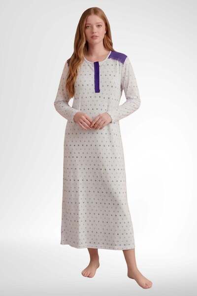 Mecit Pijama قميص نوم نسائي كبير الحجم من ميكيت 6356 باللون الأرجواني