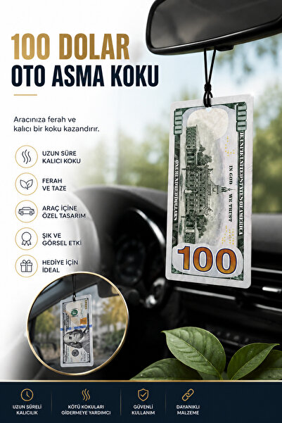 clewax Yüz Dolar Tasarımlı Dekoratif Oto Araç Kokusu ve Aksesuarı