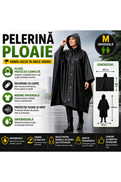 Trizand Pelerina de ploaie cu mâneci și glugă, mărime universală