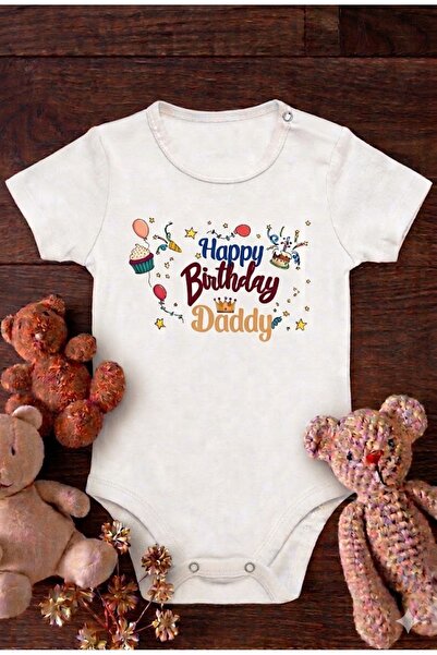 EYDUBABY Organic 100% Cotton Happy Birthday Daddy Printed Baby Bodysuit Short...
