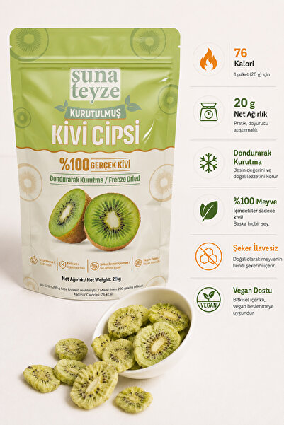 Suna Teyze Kivi Kuru Meyve Cipsi - Dondurularak Kurutulmuş Freeze Dried Çıtır Kivi