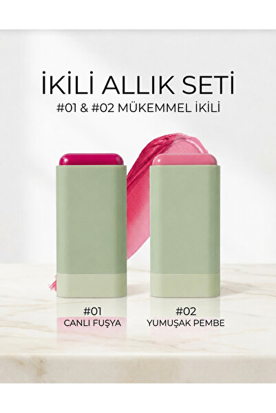 Gege Bear Kore Glow Makyaj Seti – Pembe Blush & Cam Parlak Lip Gloss (2’li Av...