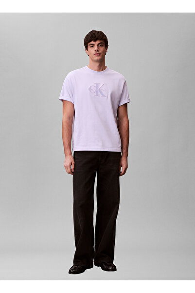 Calvin Klein Jeans Lila Erkek Standart Baskılı T-Shirt LV04RF819G3OQ Lila T-S...