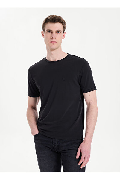 GMG FIRENZE Siyah Erkek Slim Fit Logo Baskılı T-Shirt GU26MSS03012