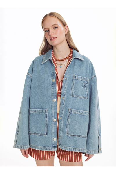 Ted Baker Açık Mavi Kadın Oversize Ceket TBWRDN2000