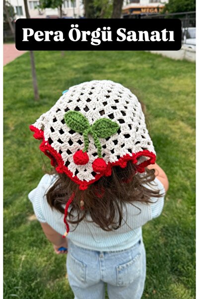 El örgüsü tasarım kirazlı bandana