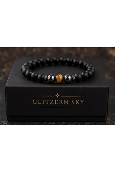nss sky rock Tiger's Eye Hematite Matte Onyx 8 mm Natural Stone Bracelet 16 c...