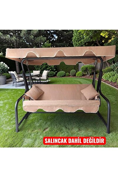k kapella 3 KİŞİLİK SALINCAK MİNDERSİZ LÜKS KILIF SETİ PANAMA BEJ 164x47