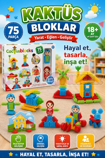 Doğan Oyuncak Dünyası Kaktüs Blok Çiftlik (75 Parça) - Oyuncak Oyuncaklar - O...