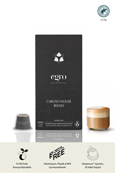 EGRO Caruso, House Blend - Nespresso® Uyumlu I 100% Kompostlanabilir Kapsül K...