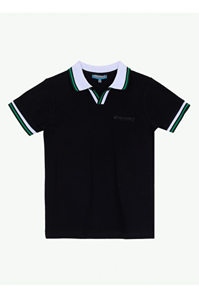 Discovery Expedition Siyah Erkek Çocuk Baskılı Polo T-Shirt D6SB-TST3043