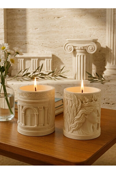 Midas Home yunan stili 2'li heykel mum