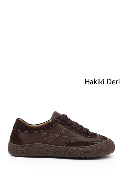 GÖNDERİ(R) Kadın Kahverengi Bağcıklı Hakiki Deri Sneaker