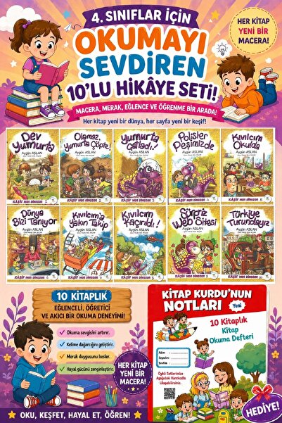 5 Renk Yayınları 4 .Sınıf Öğrencileri İçin Zevkle Okuyacağı 10 lu Hikaye Seti...