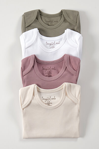 tinylamb Unisex 4 Parça Kısa Kollu Bebek Bodysuit Seti - Softly Clouds | 4 Re...
