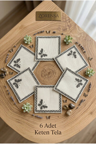 ZORENSA 6-Piece Butterfly Patterned Silver Plaid Cocktail Napkin Holder 13X13...