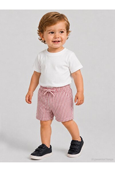 Civil Baby cu dungi Pantaloni scurți pentru 6-18 luni - Roșu 6-9 luni