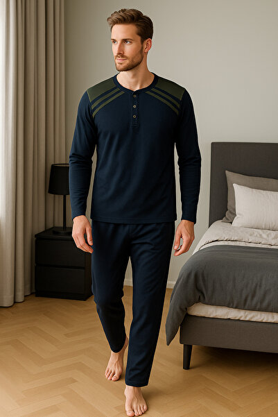 Mutlu City Men's Interlock Comfortable Fit Crew Neck Cotton Pajama Set 6772