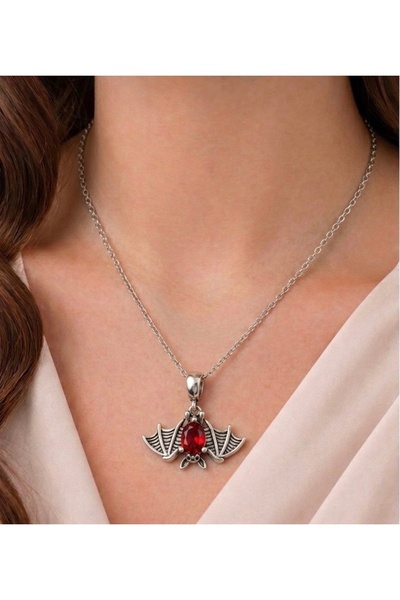 Lume Store Hanging in the Air Bat with Red Stones Gothic 316L Stainless Steel...