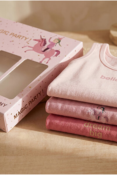 Katia&Bony 3-Pack Unicorn Girls' Boxed Undershirts Pink